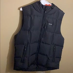 Supreme black down “puffy” vest with hood
